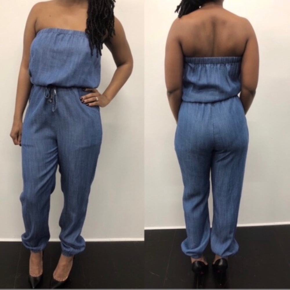 Strapless Denim Jumpsuit
